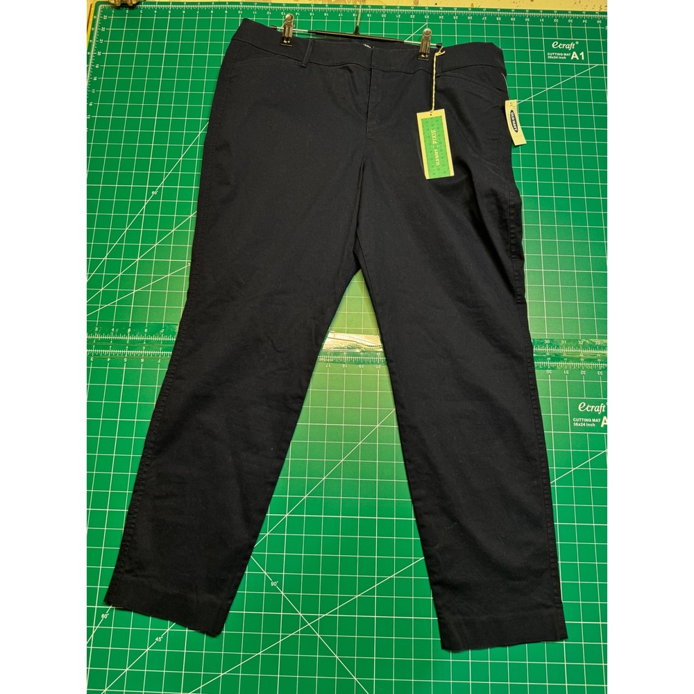 Old Navy Pixie Chino Navy Blue Ankle Length Stretch Pants Womens 14 Regular NWT
